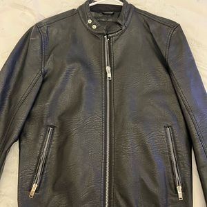 Zara men’s black faux leather jacket